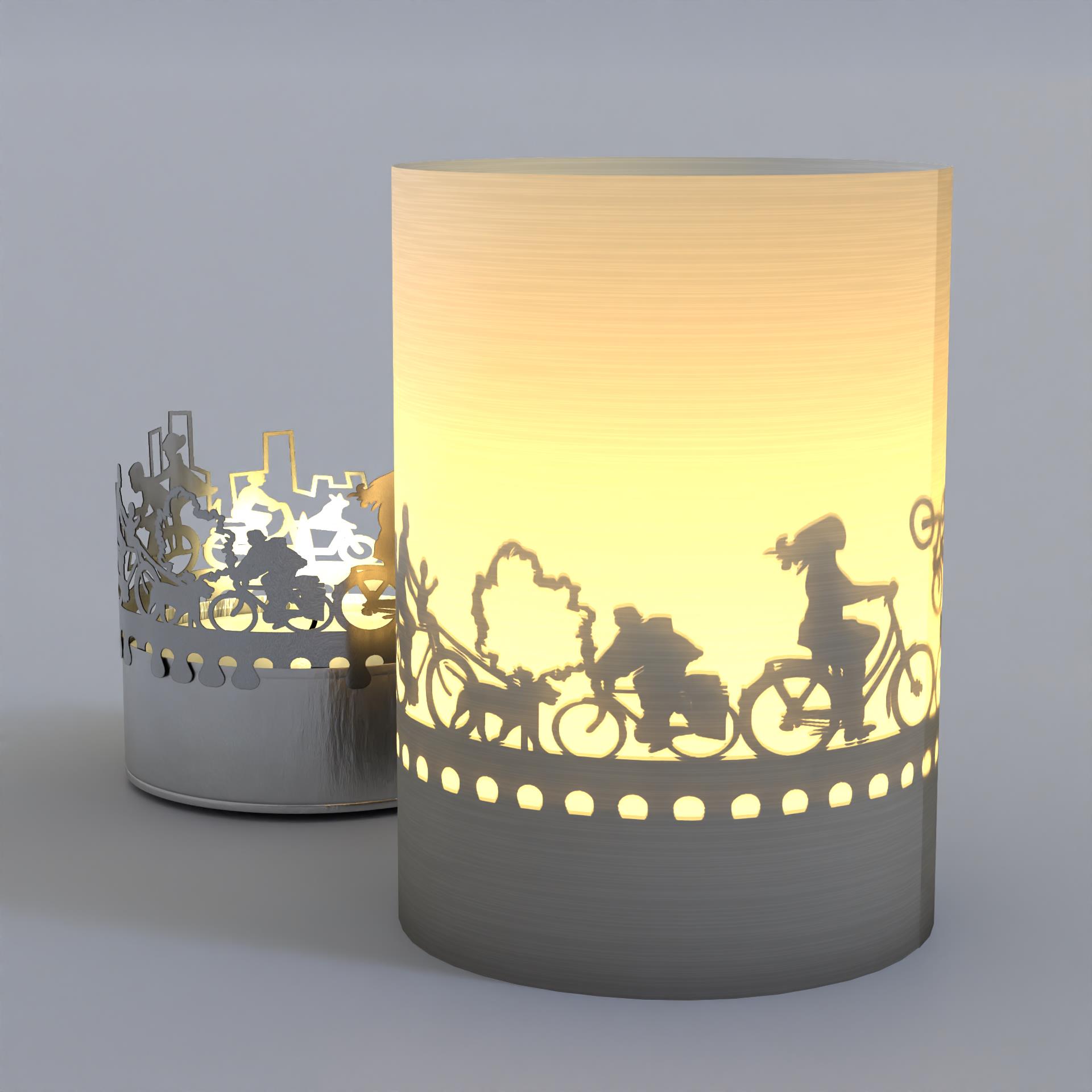 1069_Fahrrad_Motivkerze_Schattenspiel_Teelicht-Windlicht_Geschenk_Wohnaccessoire_Postkarte_Kinderraeder_City-Radtouren_Familienausflug_Einrad-Fahren_Lastenraeder