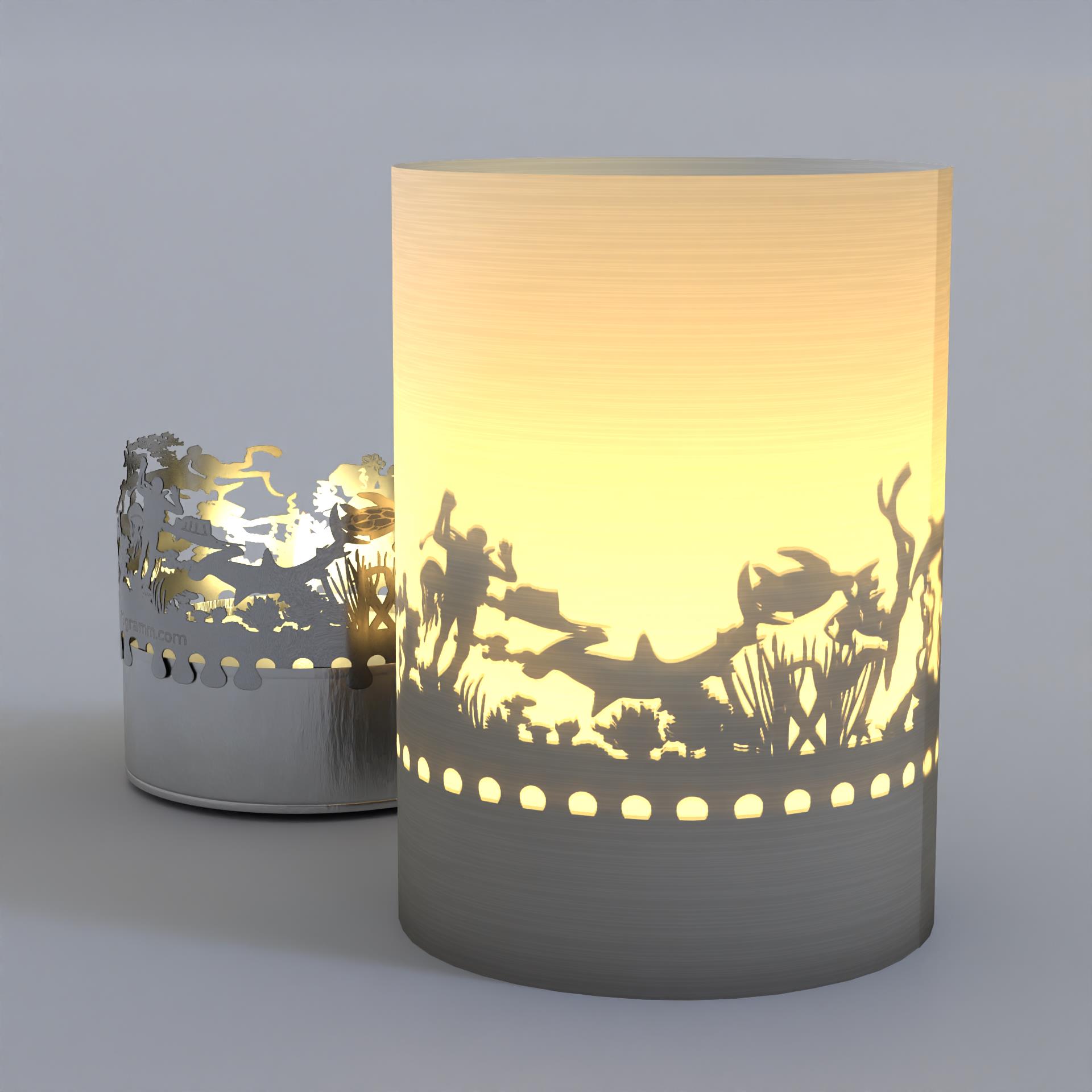 1071_Tauchen_Kerze_Windlicht_Meeresbewohner_Korallenriff_Unterwasserwelt_Fische_Delphin_Hai_Quallen_Schiffswrack_Geschenkidee_Wohnaccessoire_Postkarte_Tauchurlaub