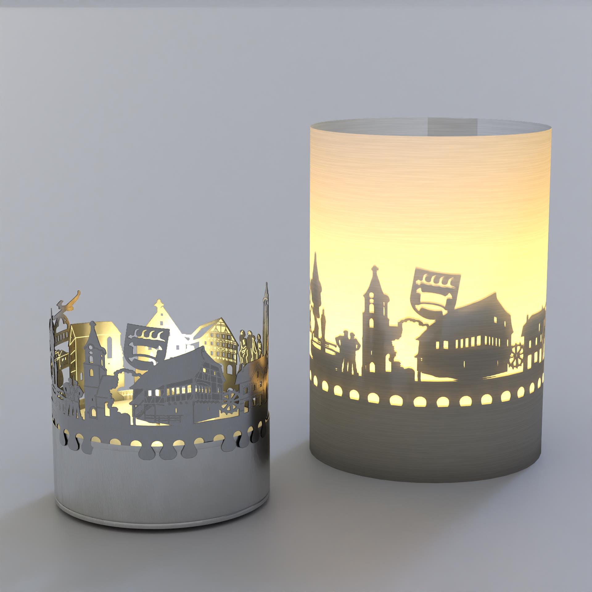 1130_Pfullingen_Geschenkidee_Kerze_Skyline_einzigartiges-Souvenir_wunderschoenes-Schattenspiel_Postkarte_Pfullinger-Sehenswuerdigkeiten_Rathaus_Muehlrad