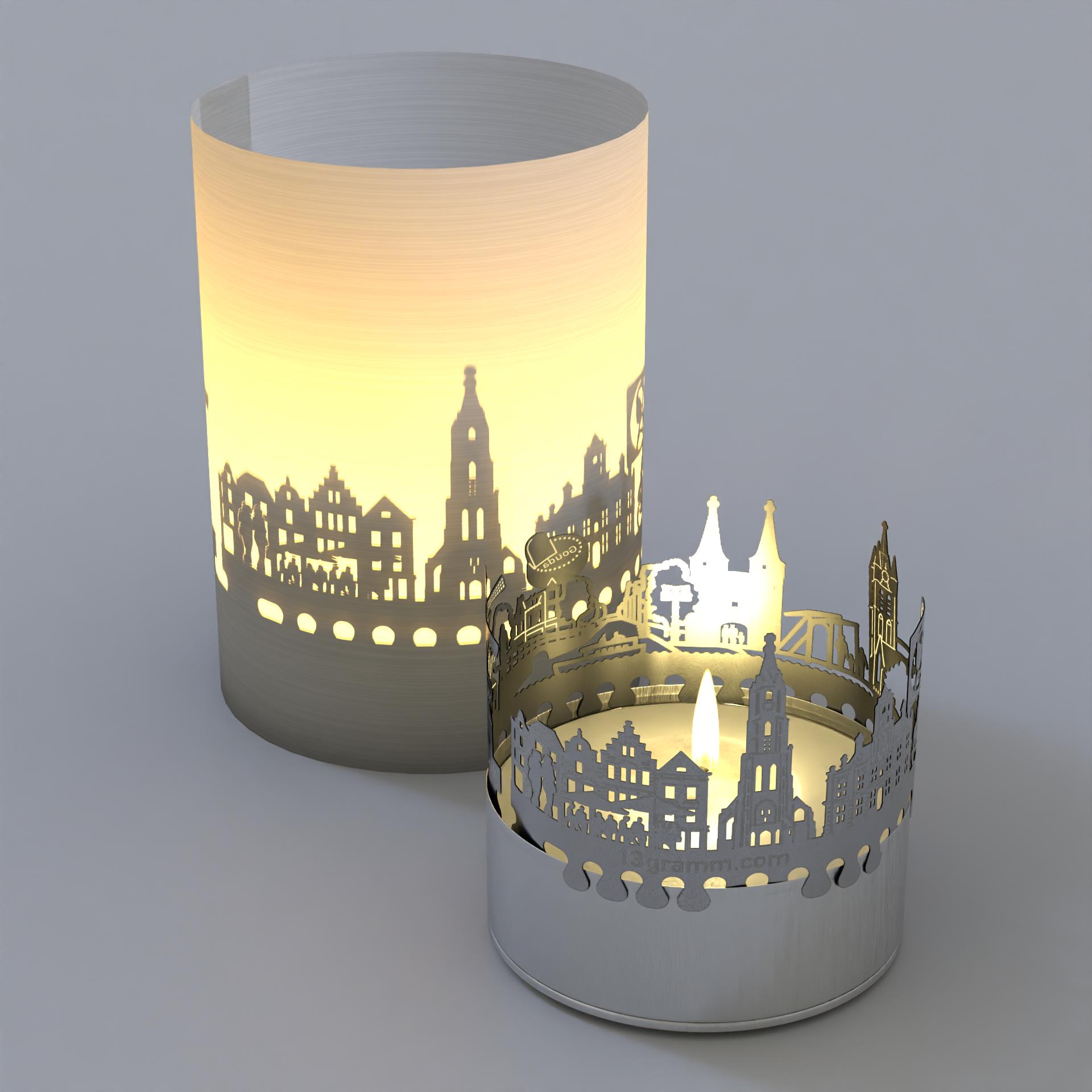 1175_Delft_Kerze_Schattenspiel_Skyline_Teelicht-Windlicht_Niewue-Kerk_Grosser-Markt_Oude-Kerk_Voldersgracht_Windmuehlen_Kaese_Delfts-Blauw_Postkarte_Souvenir