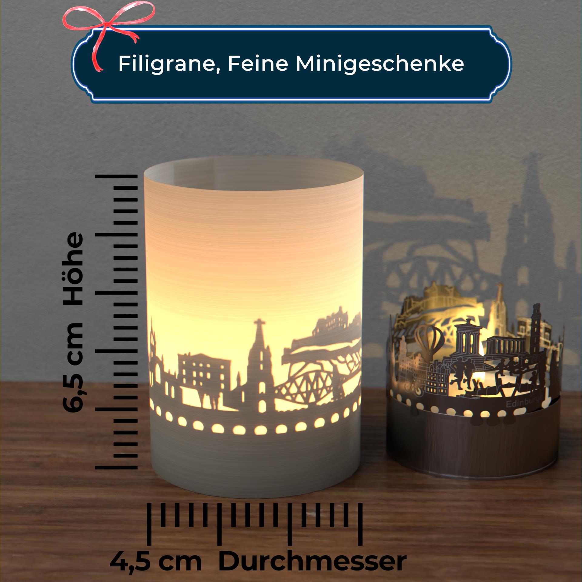 1218_Schottland-Souvenir_Teelicht-Windlicht_Edinburgh-Motivkerze_Postkarte_Stadtansicht_Edinburgh-Castle_Schattenspiel_Geschenkidee_Forth-Bridge_Scott-Monument