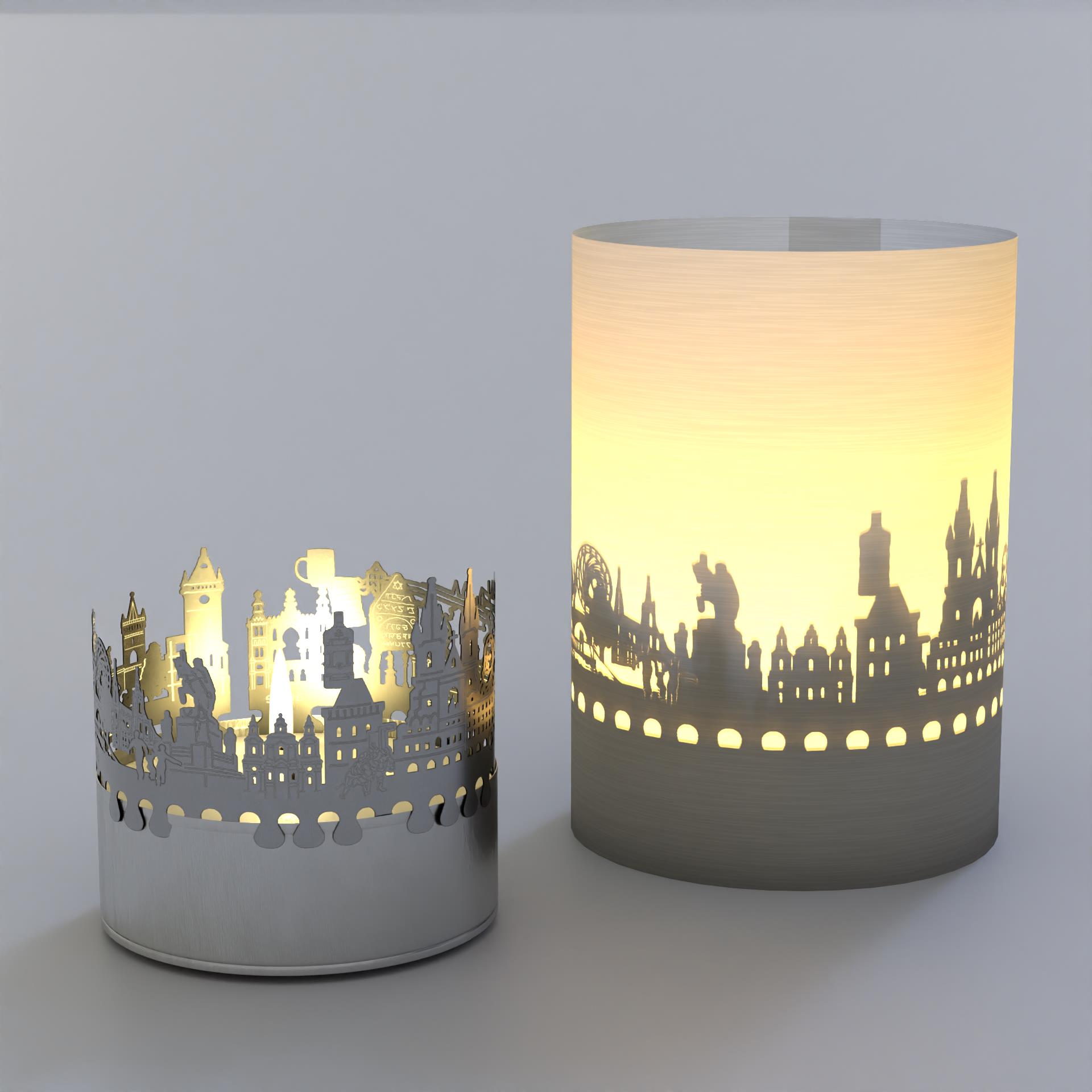 1415_Prag_Souvenir_Geschenkidee_Kerze_Prager-Altstadt_Karlsbruecke_Katedrala-Svateho-Vita_Prager-Schloss_St_Veits-Dom_Postkarte_Skyline_Teelicht-Windlicht