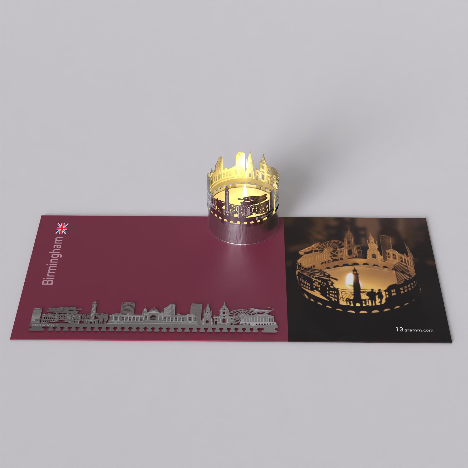 198_Birmingham_Souvenir_Mitbringsel_Teelicht-Windlicht_Schattenspiel_Skyline_Birmingham-Town-Hall_The-Bullring-Bull_St_Philips-Cathedral_Beetham-Tower