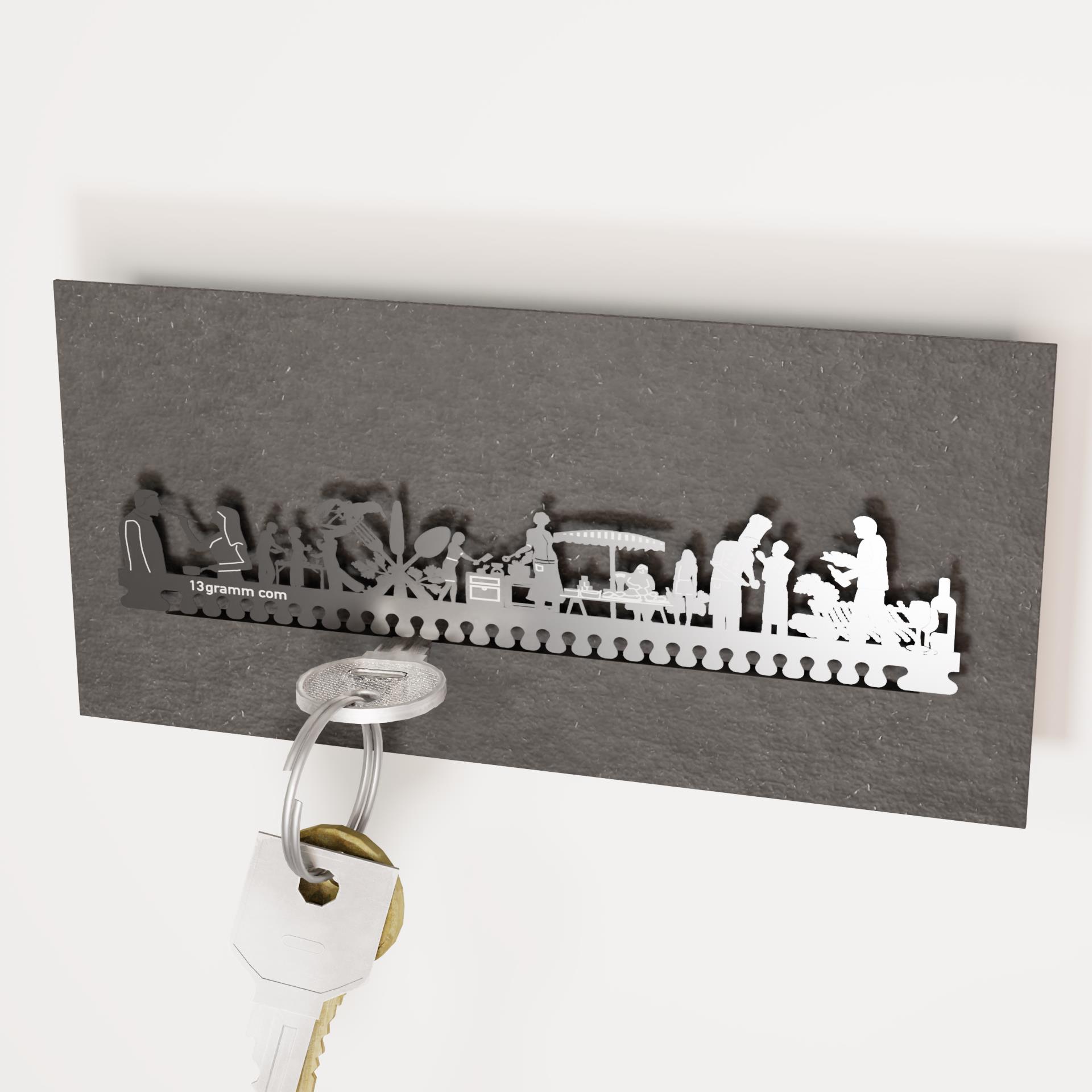 2074_Schluesselablage_Gourmetthema_Esszimmerdeko_Essensliebhaber_Restaurantdekoration_Kochbuecher_Weinaccessoires_Tafelbesteck_vintage-Design_Kuechengadgets