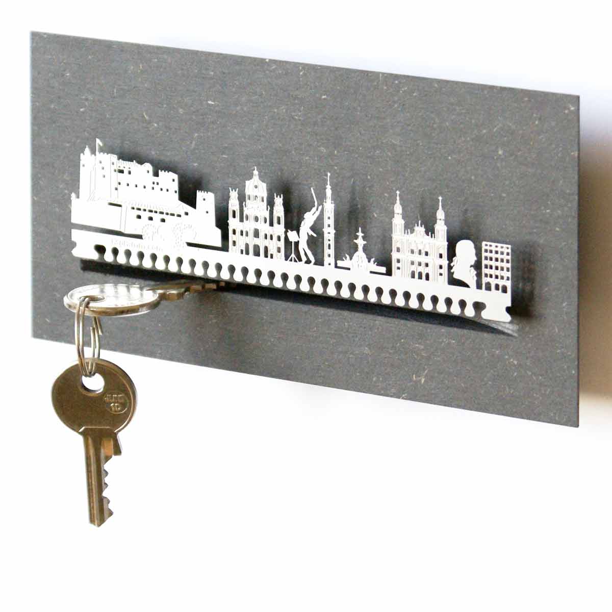 2103_Salzburg_Skyline_Schluesselbrett_Holzdesign_Souvenir_Geschenk_Praktisch_Salzburger-Dom_Festung-Hohensalzburg_Rathausturm_Mozarts-Geburtshaus_Kollegienkirche