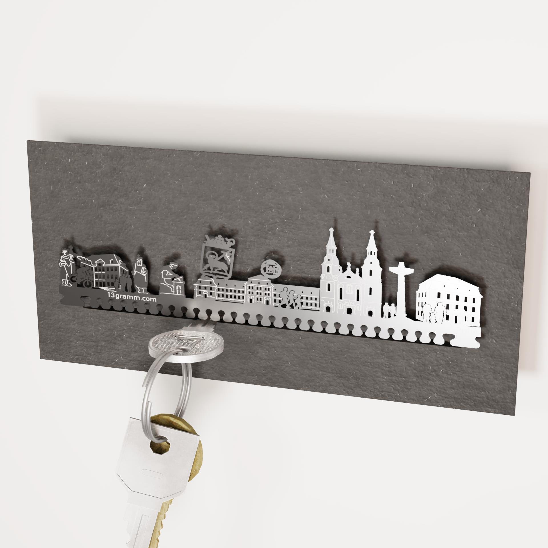 2145_Pruem_Schluesselbrett_Accessoire_einzigartiges-Design_Sehenswuerdigkeiten_Pipin-III_Karl-der-Grosse_Abt-Regino_Abtei-Pruem_Basilika-St_Salvator
