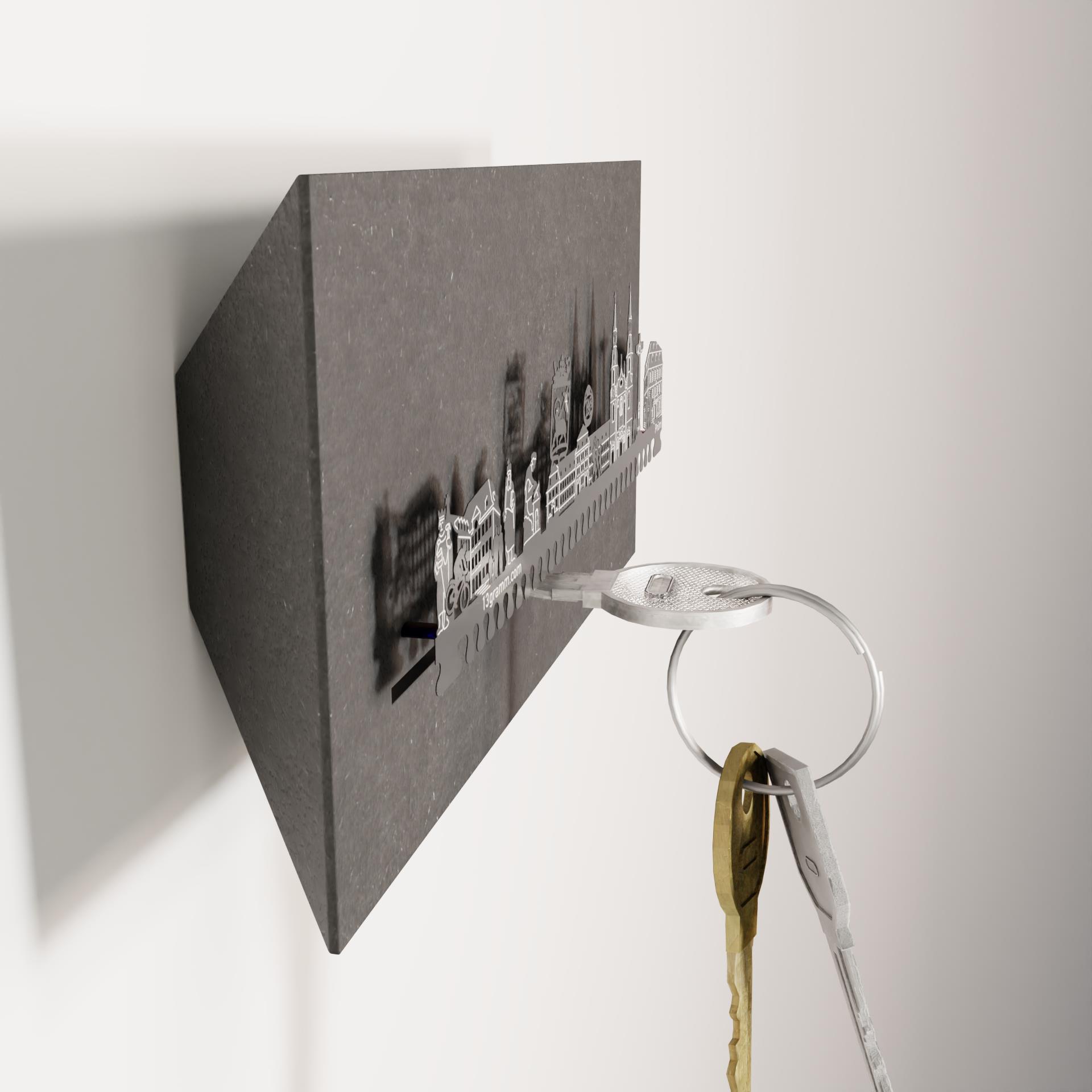 2145_Skyline-Schluesselbrett_Pruem_Design_edel_stilvoll_Sehenswuerdigkeiten_Geschenkidee_praktisch_Wohnungsdeko_Basilika-St_Salvator