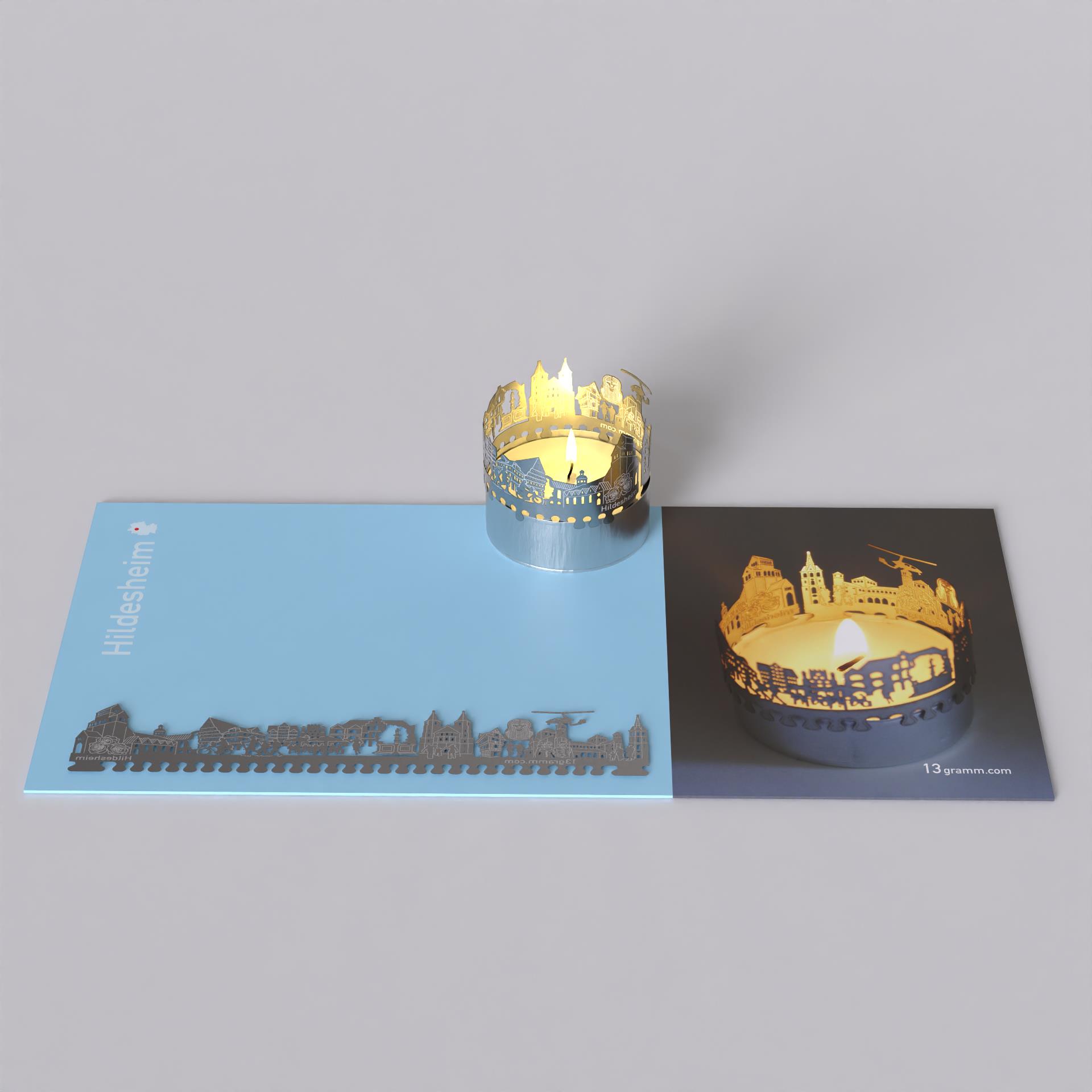 270_Hildesheim-Motivkerze_Geschenk_Skyline_St_Michael_Tragschrauber_Mera-Luna_Aegyptisches-Museum_Zuckerhut_St_Godehard_Rolandbrunnen_Tempelhaus_Wedekindhaus