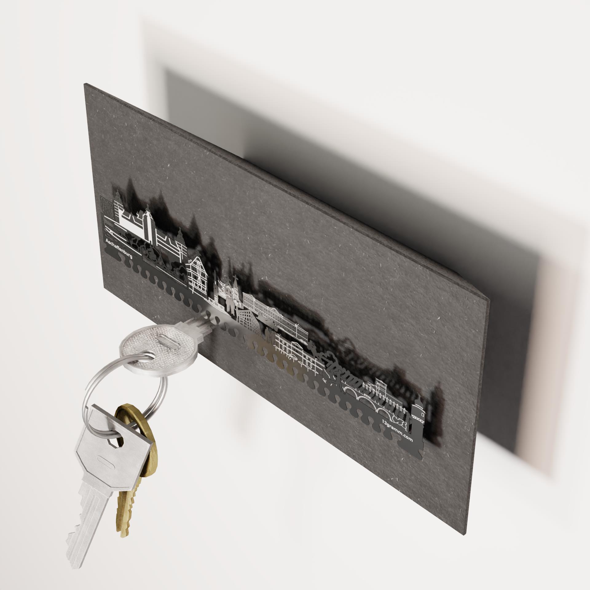 2876_Aschaffenburg-Geschenk_Souvenir_Schluesselbrett_Wohnaccessoire_Stadtwappen_Pompejanum_Schloss-Schoenbusch_Roter-Bruecke_Park-Schoental_Stiftsbasilika-St
