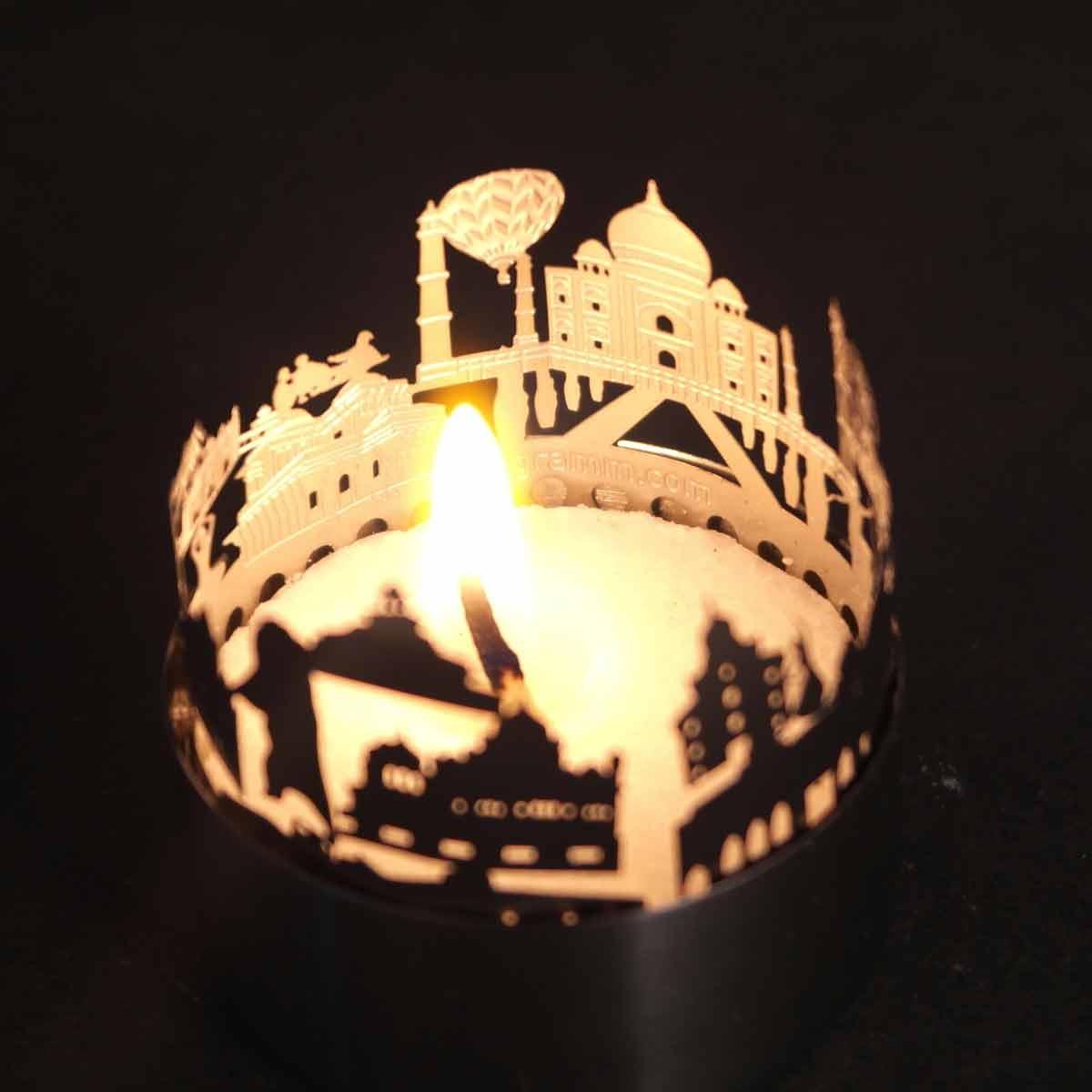 408_Agra_Stimmungslicht_Motivkerze_Skyline_Souvenir_Schattenspiel_Postkarte_Rotes-Fort_Taj-Mahal_Touristen_Geschenkidee_Sehenswuerdigkeiten_City-Light_1