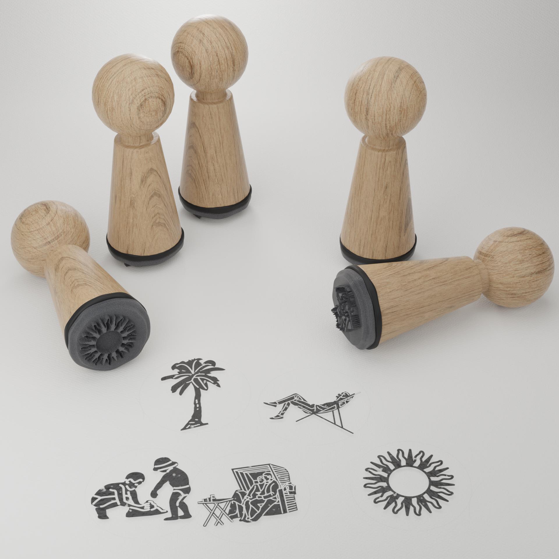 9021_Strand-Motivstempel_kreatives-Schenken_Strandhaeuschen_Meeresboden_Leuchtturmstempel_Wellenstempel_Sonnenbrillenstempel_Strandzubehoer_Fisch_Sonnenhut